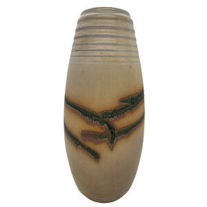 San Pacific San Francisco MCM Ceramic Bud Vase 10.5" Tall Cream Green 1970s 80s